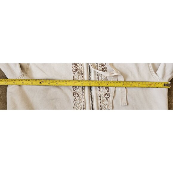 Eddie Bauer Full Zip Hooded Sweatshirt Sherpa Lined Women's Size Medium Ivory - Picture 7 of 13